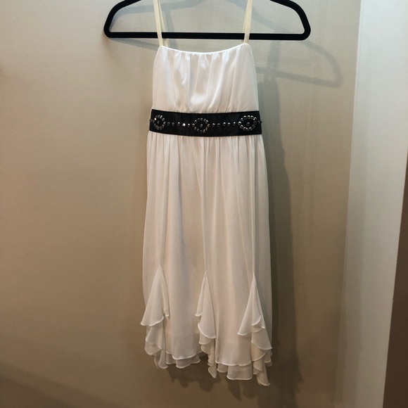 NWT Ivory flowy dress w/ black ribbon (14 juniors) - Picture 1 of 4